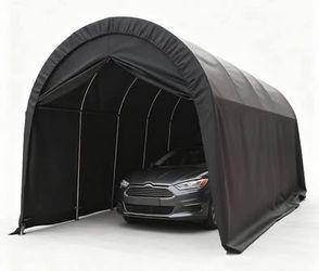 New in Box Round Style Outdoor 12x20 ft Heavy Duty Metal Carport Canopy with 2 Roll up Zipper Doors