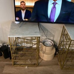 2 Genuine Marble Top/ Gold Base Tables