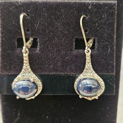 Genuine Blue Star Sapphire Earrings 