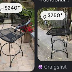 No Major Rust But Needs A Repaint You Do It Set Of Four Outdoor All Weather Bar Stools Barbecue Island Stool Backyard Balcony Wrought Iron
