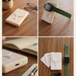 5-in-1 Magnetic Wireless Power Bank 10000mAh – MagSafe Compatible, Apple Watch Charger, Built-in Cables