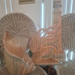BEACH NAUTICAL CARVED WOODEN DECOR LIGHTHOUSE SEASHELL