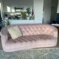 Stylish Pink Velvet Sofa 
