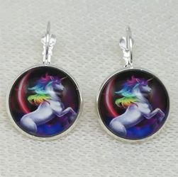 Rainbow unicorn lever back earrings