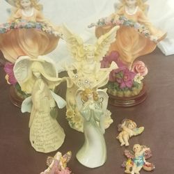 Set of 7 angels , 1 fairy