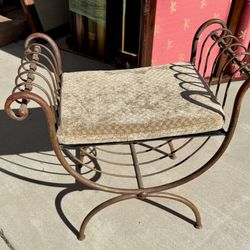 Metal, Iron Rustic Bench, Outdoor Or Indoor Use, Comes With Cushion As Option For Comfort Seating