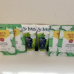 Burt’s Bees Face Masks & St. Ives Exfoliant Face Wash Cleanser 