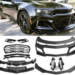 For 16-18 Chevy Camaro ZL1 Style Front Bumper Cover Conversion w/ DRL Fog Light