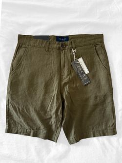 NWT • Men’s Jachs New York Linen Blend Bleecker Shorts in Olive Green Size 31