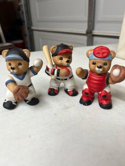 Baseball Bear Figurines Set of 3
