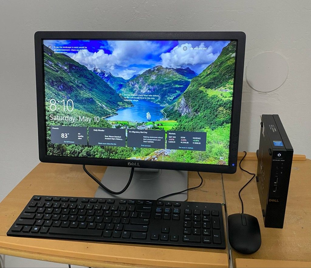 Dell Optiplex 3020M Micro Desktop Mini Tower PC
Intel® Core™ i3-4160T CPU @ 3.10GHz
6GB DDR3 SDRAM.
120 GB SSD
Windows 10 pro. Microsoft office inst