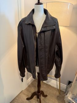 Street Leathers Brown Genuine Leather Jacket w/ Removable Vest – Size XL