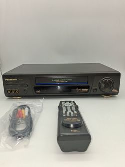 Panasonic Blueline VCR with remote and cable.  Works fine.
