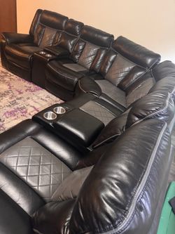 Leather sectional