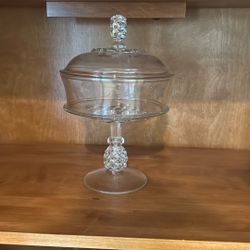 Vintage Early American Pressed Glass Covered Dish, Mint Condition