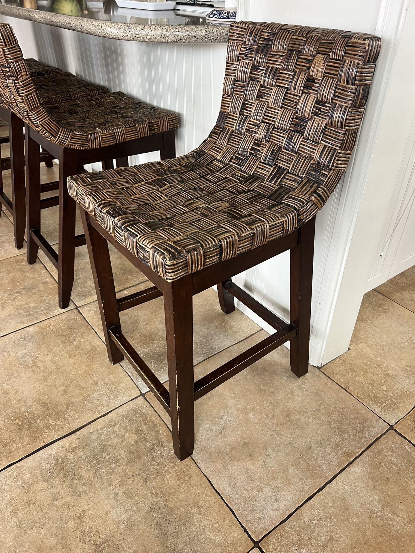 Wood Bar Stools - Set Of 4