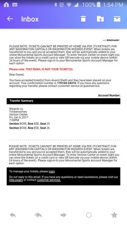 Wizards T Wolves VIP Courtside tickets