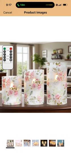 Rose Flameless Candles Love Theme Battery Operated Glass Flickering LED Candle