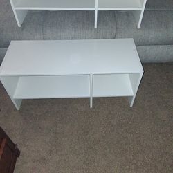 2 new White stackable organizer benches  new