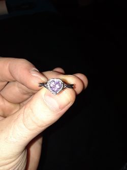 Silver amethyst necklace and ring set