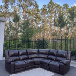 ✨Brown Leather Ashley Furniture Reclining Sectional CAN DELIVER 🚚FOR A FEE