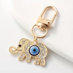 Brand New Cute Rhinestone Blue Evil Eye Elephant Keychain & Bag’ Charm