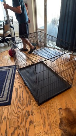 Large Black Wire Dog Crate with Tray