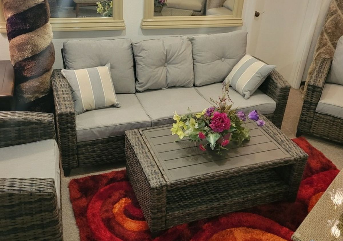Outdoor Sofa + 2 Chairs + Ottoman (Patio)