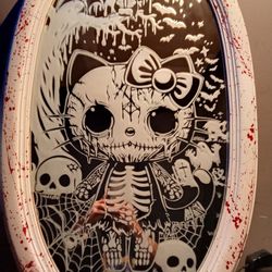Hand Engraved Evil Hello Kitty Mirror