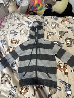 Brandy Melville Striped Gray Zip Up