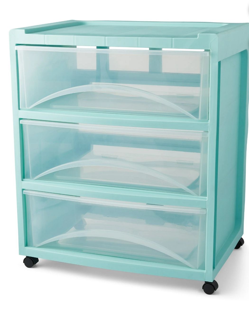 (2) 3 Drawer Plastic Storage Cart - Mint Color