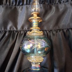Vintage Etched Glass Perfume Bottle 