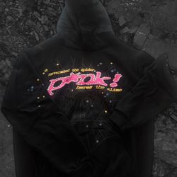 Pink Hoodie Black Sp5der Hoodie Size Large