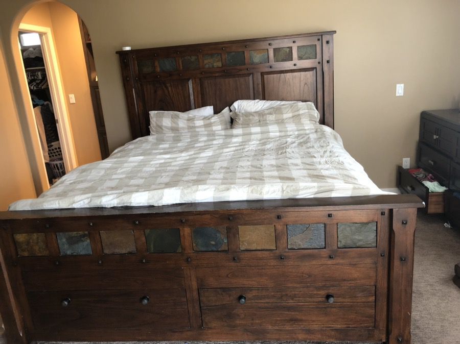 Cal king custom built wood bed frame