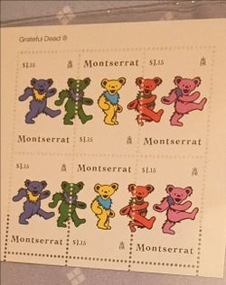 6 Grateful Dead "Dancing Bears" stamp