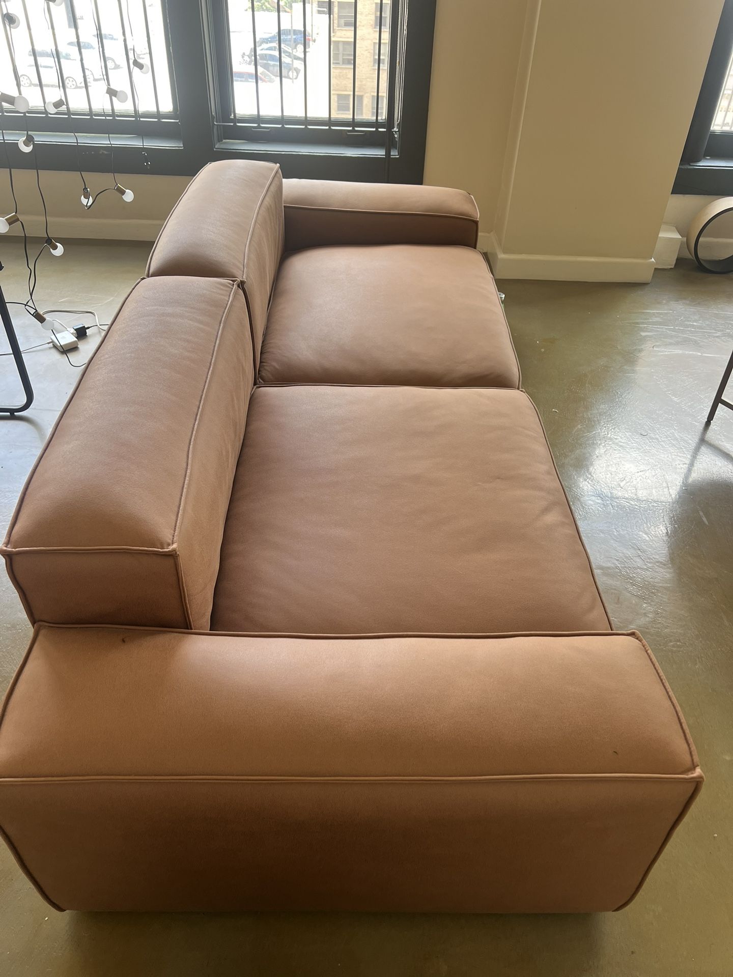 Beautiful vegan Leather Sofa For Sale. Pristine Condition.