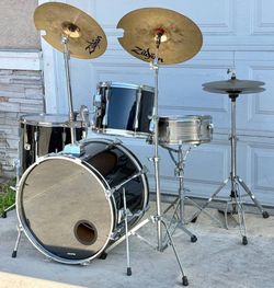 Tama drum set with All Broken Zildjian cymbals and hardware
