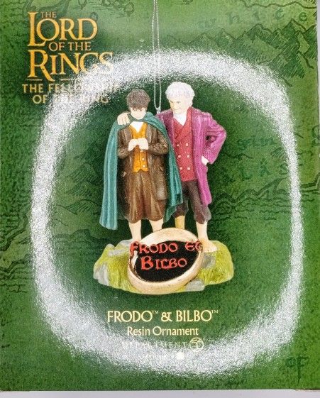 2001  (The Lord Of The Rings Fardo & Bilbo Baggins) Resin Ornament Lotr Dept 56 