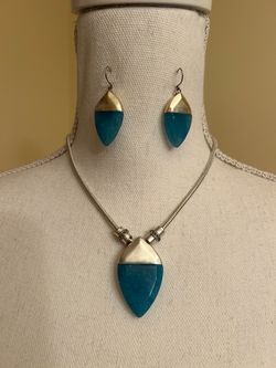 Kenneth Cole New York Pave Geometric Stone Pendant Necklace & Drop Earrings Set