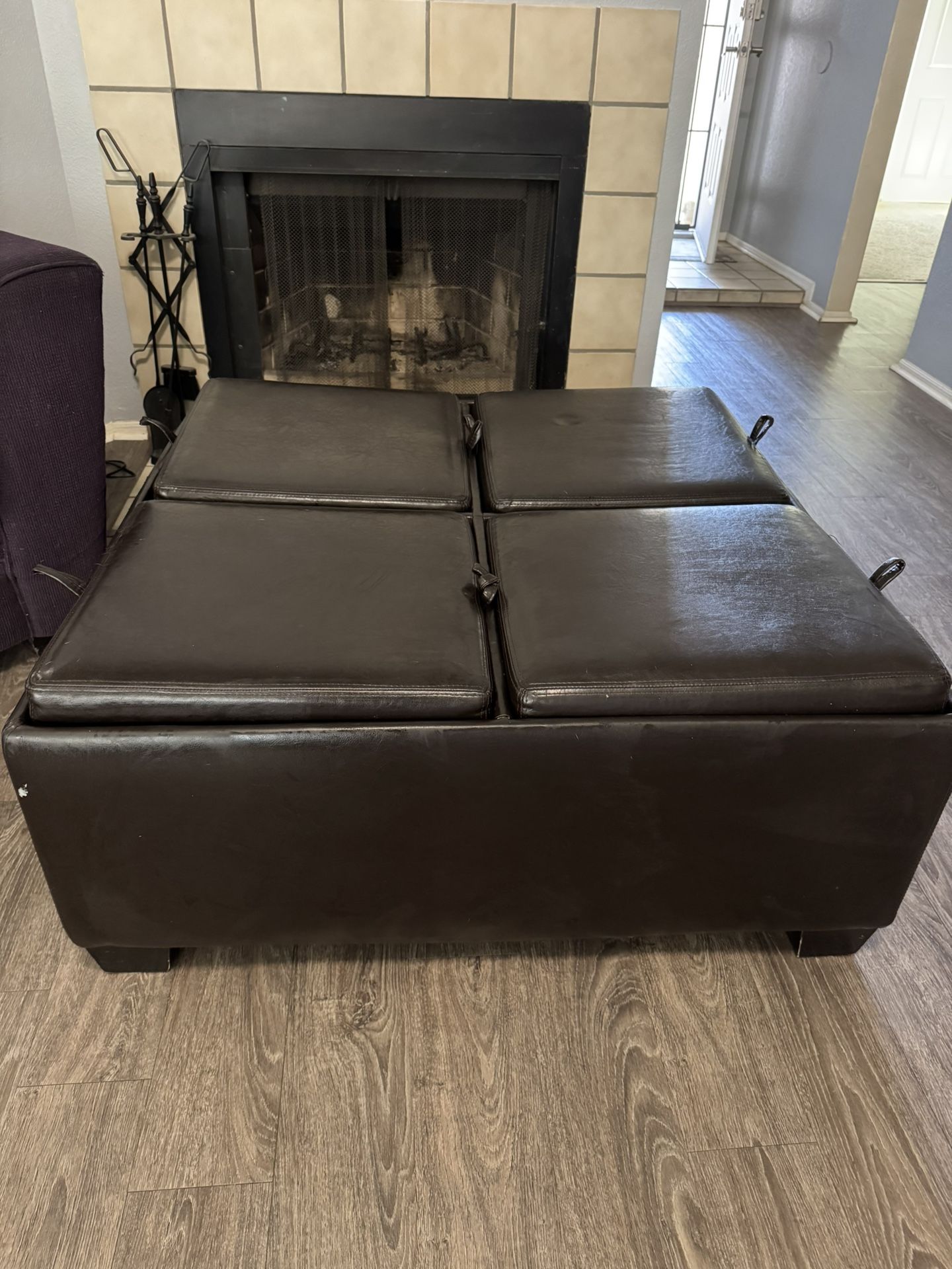 Leather Ottoman Storage Cube