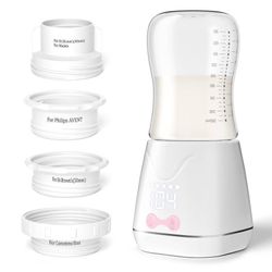 new Portable Bottle Warmer, Fast Baby Bottle Warmer for Travel with Glass Bottle & 4 Adapters, Rechargeable Bottle Warmer On The Go with Precise Tempe