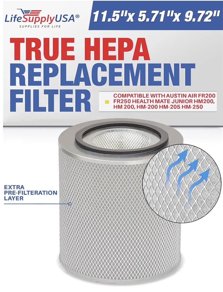 NEW! HM200 HEPA Filter Replacement Compatible with Austin Air FR200 FR250 Health Mate Junior HM 200