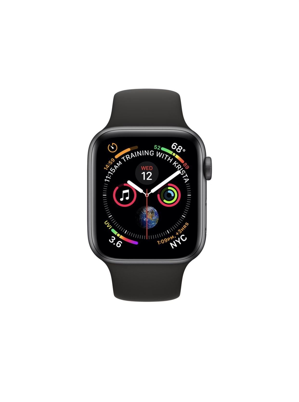 Apple Watch Series 4 GPS 44mm Space Gray Aluminum Case with Sport Band in Black