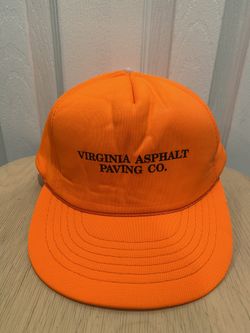 Vintage orange Yupoong hat Virginia Asphalt Paving Co , Made in Korea