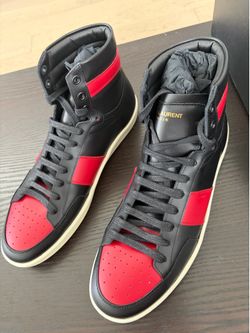 Brand New Saint Laurent SL/10H High Top Sneakers Black Red Size 41.5 / US 9