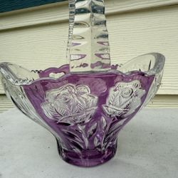 Purple And Clear Cut Crystal Basket