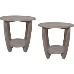 COZAYH Set of 2 Rustic Farmhouse end Table with Storage Shelf, French Country Accent Side Table for Family, Dinning or Living Room, Small Spaces, Mode