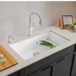 Blanco PRECIS Undermount Granite Composite 32 in. Single Bowl Kitchen Sink in White