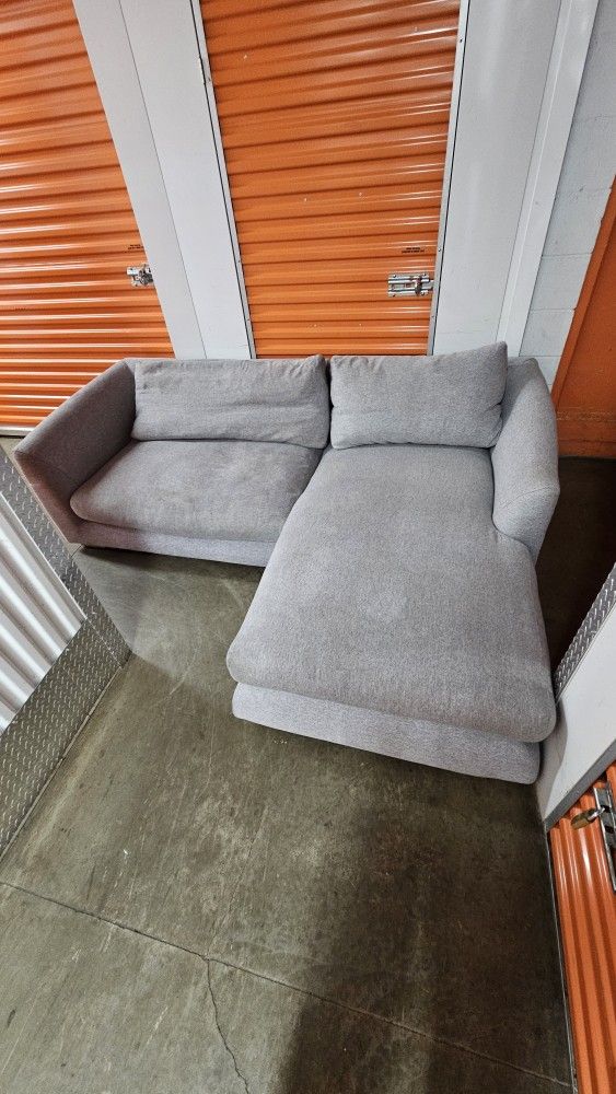 L-Shaped Sofa Aalto Boutique Feathers Sectional Gray 88" Right Facing 