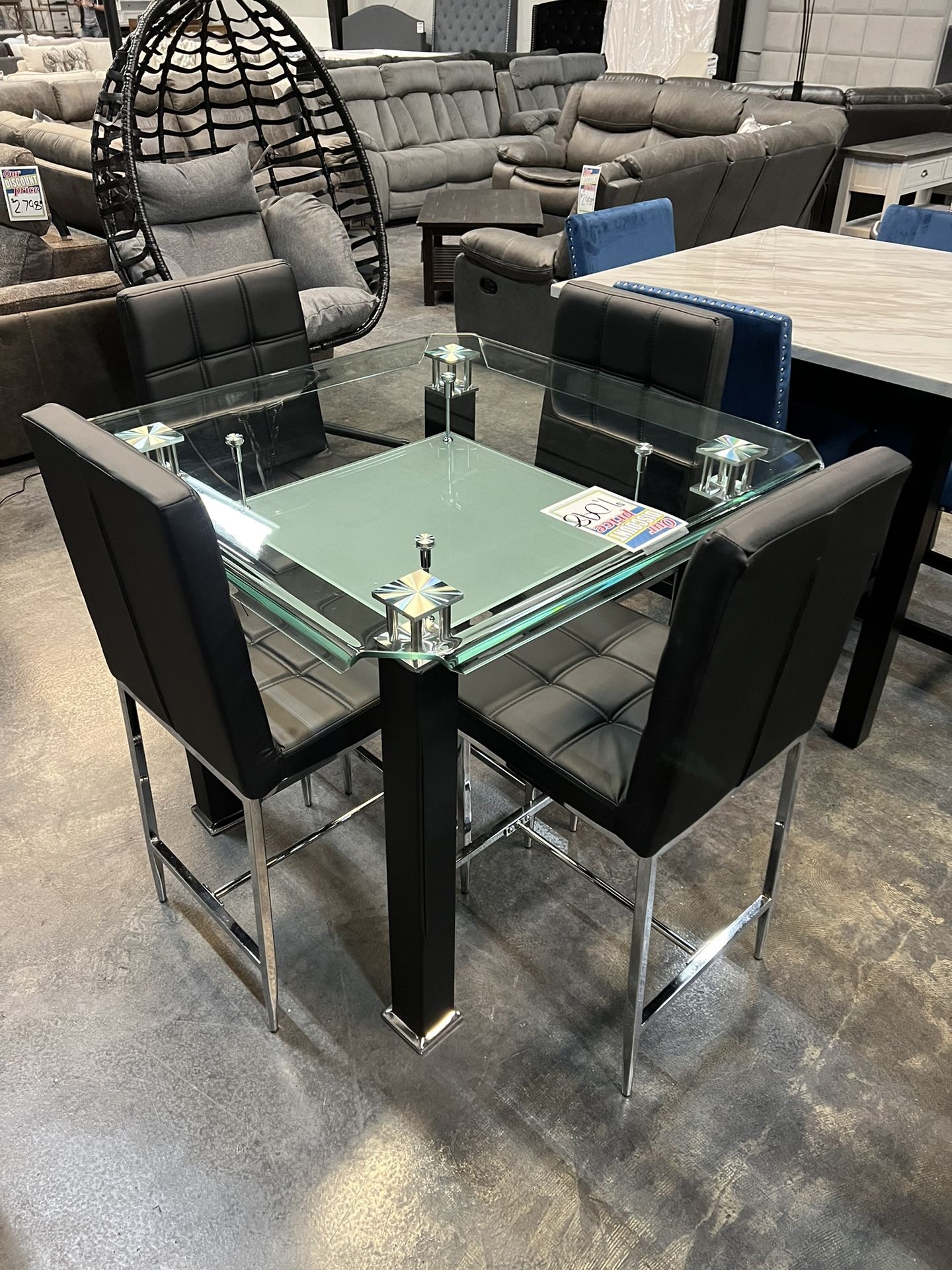 Glass Counter Height Set 5-piece Set